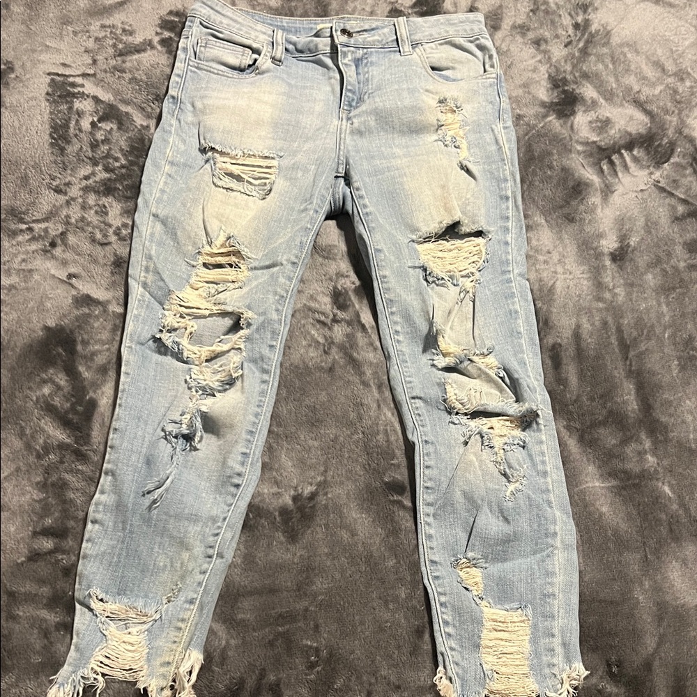 Cello Light Blue Distressed Skinny Jeans
